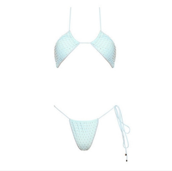 Vogue Italy SEASHELL lumiere blue Italian handmade couture bikini M/l (tags on) - Picture 9 of 10